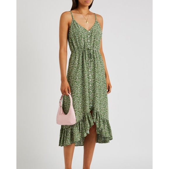 Rails Dresses & Skirts - Rails green floral ruffle hem midi dress